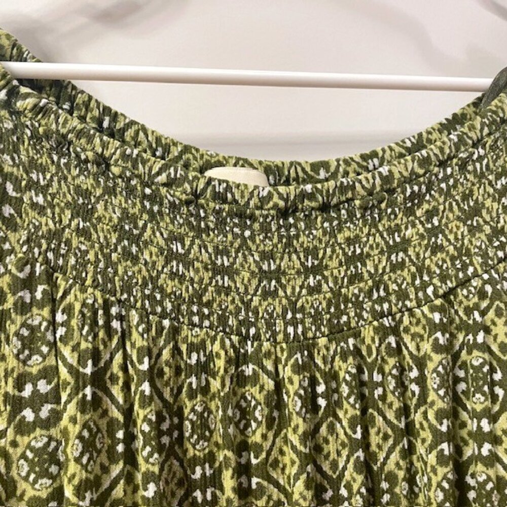 Chico's Boho Geometric Blouse Top Green Flowy Size XL - Picture 4 of 16
